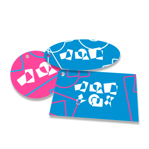 Tag Oval Papel Couchê 250g 8,8x4,8 cm (Oval) 4x4 - Frente e verso colorido  Corte Especial 